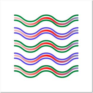 red blue green water waves design Posters and Art